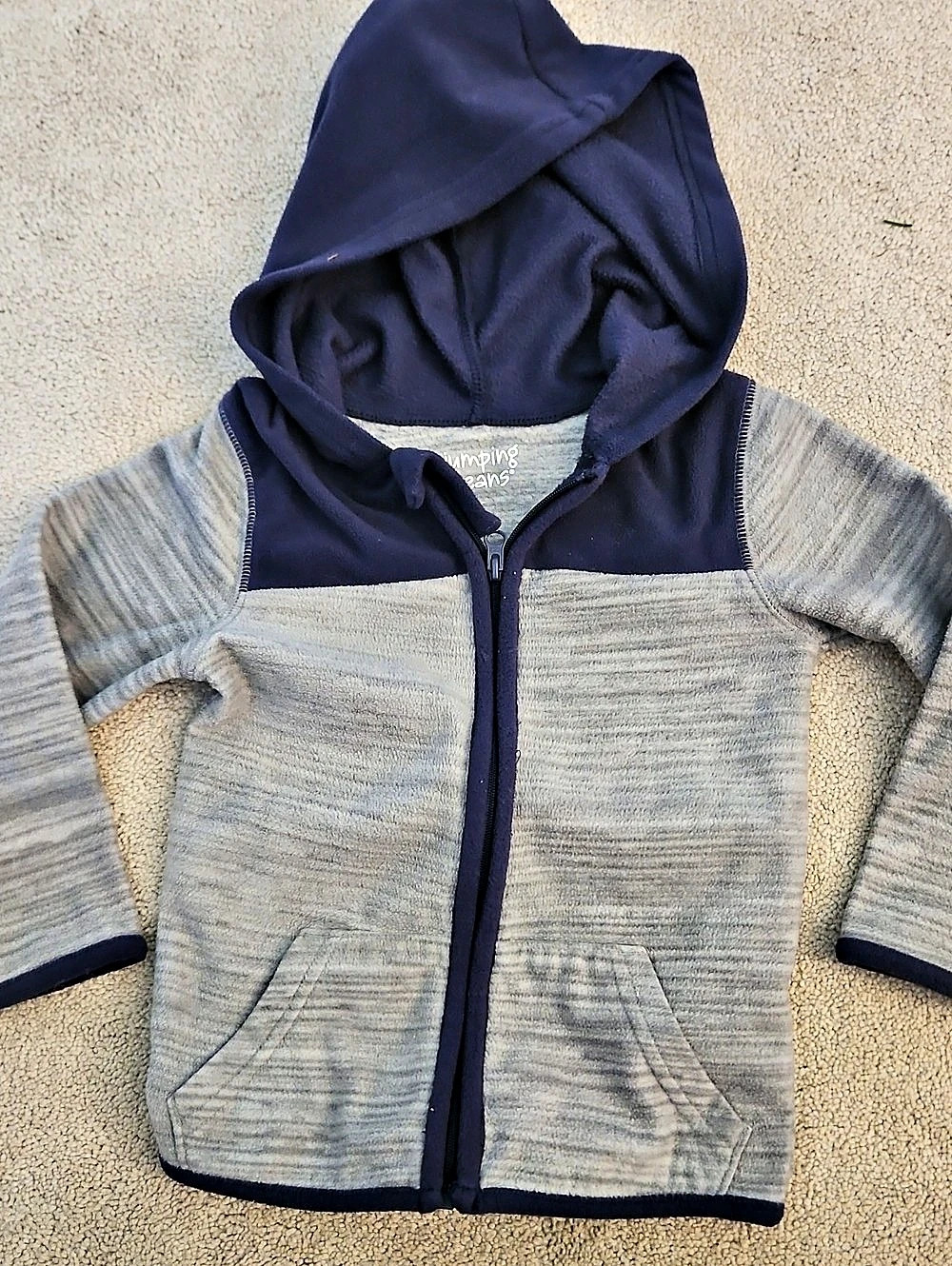 Jumping Beans Fleece Hooded Jacket in Gray & Blue Girls 2T